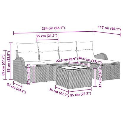 Set di divani 6 pz Nero polyrattan | homemem39