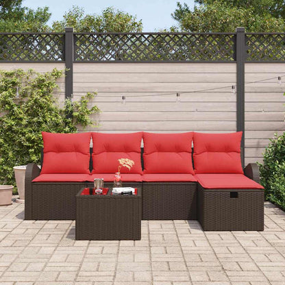 Set di divani con cuscino Marrone e Rosso polyrattan | homemem39