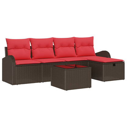 Set di divani con cuscino Marrone e Rosso polyrattan | homemem39