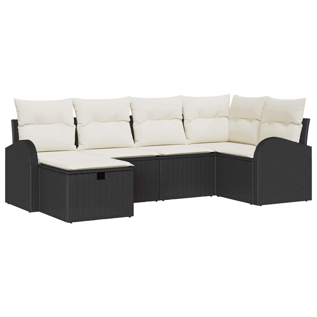 Set di divani 6 pz Nero e Crema polyrattan | homemem39
