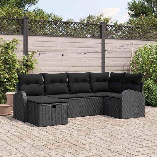 Set di divani 6 pz Nero polyrattan | homemem39