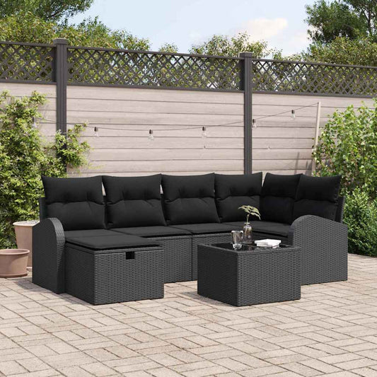 Set di divani 7 pz Nero polyrattan | homemem39