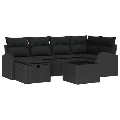 Set Divano da Giardino 7 pcs Nero 234 x 124 x 85 cm Poly Rattan | homemem39