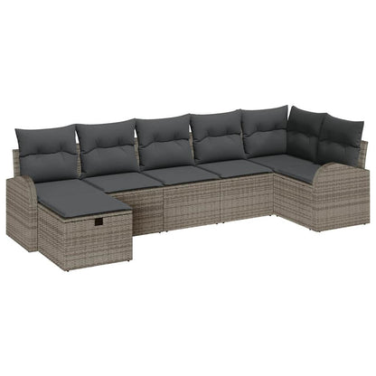 Set di divani con cuscino 7 pcs Grigio polyrattan | homemem39