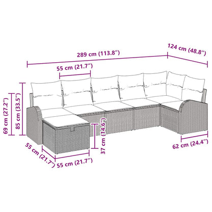 Set di divani con cuscino 7 pcs Grigio polyrattan | homemem39