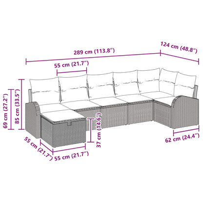 Set di divani con cuscino Marrone e Rosso polyrattan