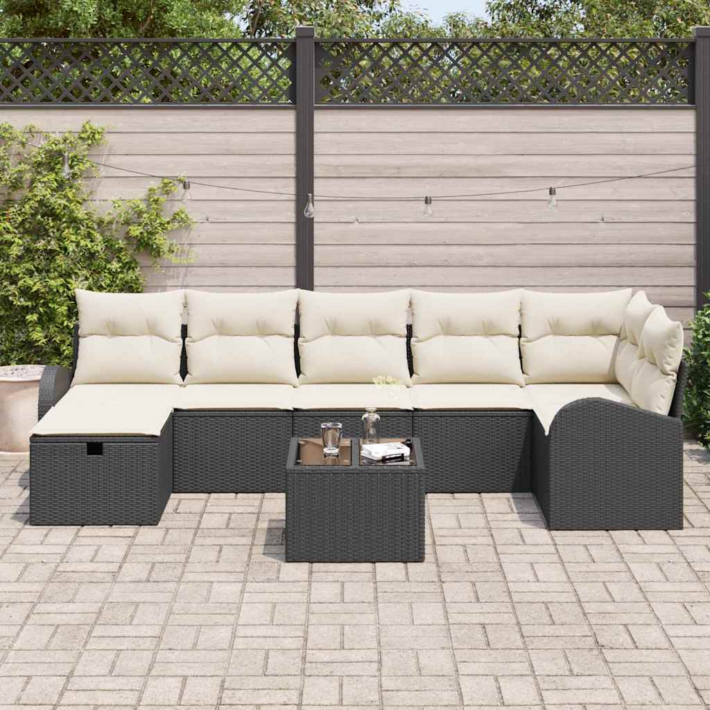 Set di divani con cuscino Nero e Crema polyrattan | homemem39