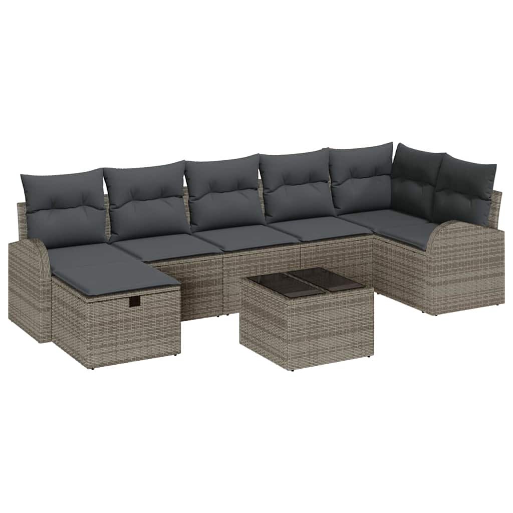 Set di divani con cuscino con archiviazione Grigio polyrattan | homemem39
