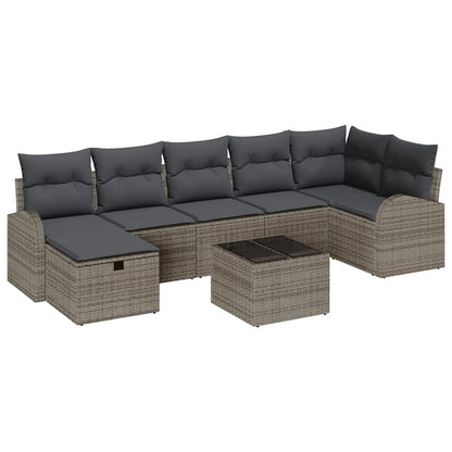 Set di divani con cuscino con archiviazione Grigio polyrattan | homemem39