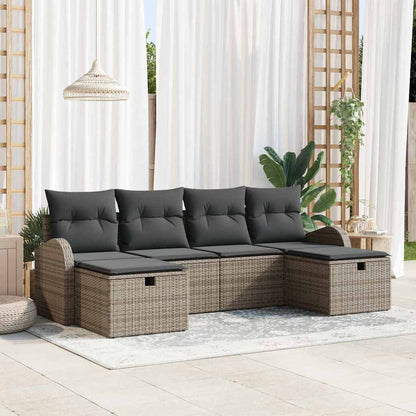 Set di divani con cuscino 6 pcs Grigio polyrattan | homemem39