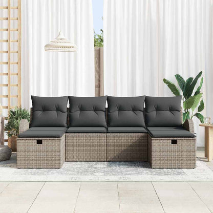 Set di divani con cuscino 6 pcs Grigio polyrattan | homemem39