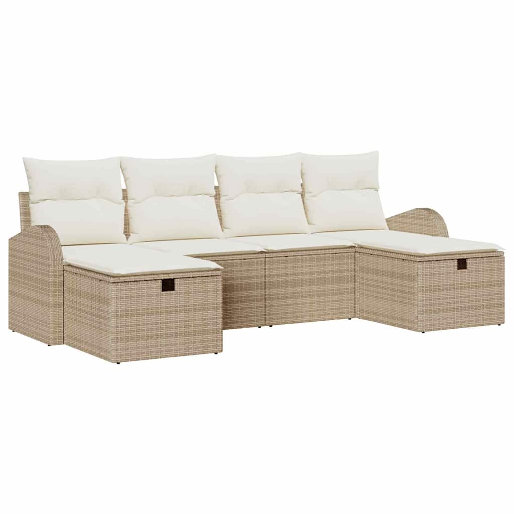 Set di divani 6 pz Beige e Crema polyrattan