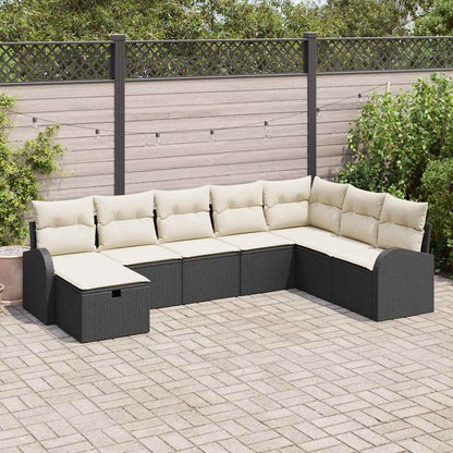 Set di divani 8 pz Nero e crema polyrattan | homemem39