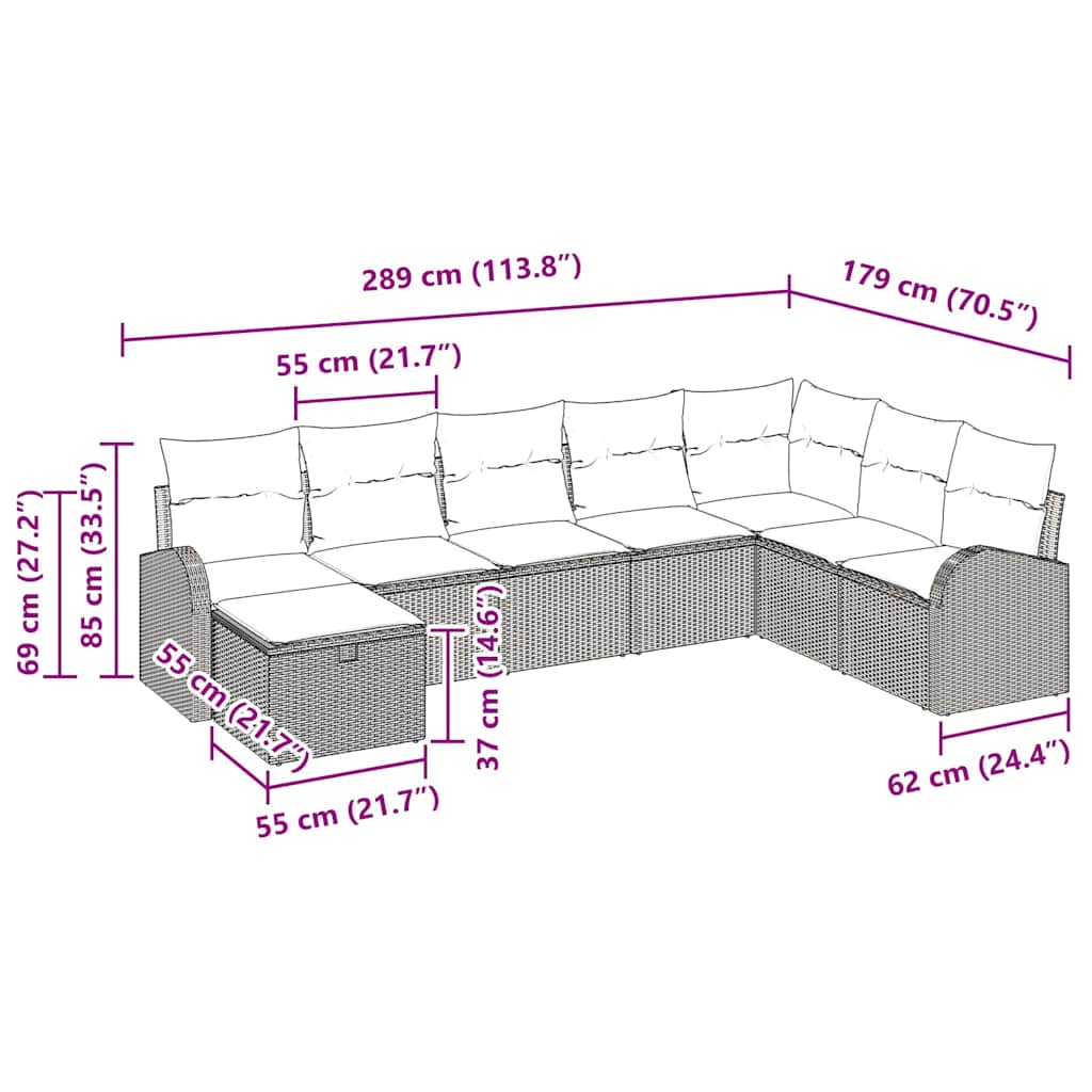 Set di divani 8 pz Nero e crema polyrattan | homemem39