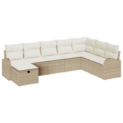Set di divani con cuscino beige e panna polyrattan