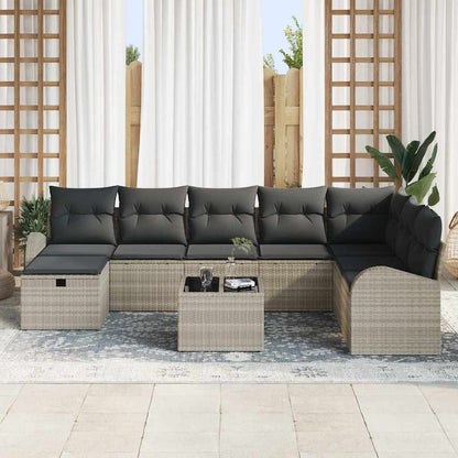 Set di divani 9 pz Grigio chiaro polyrattan | homemem39