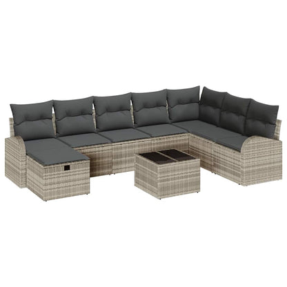 Set di divani 9 pz Grigio chiaro polyrattan | homemem39