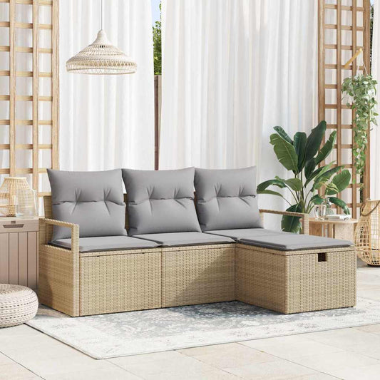 Set di divani 4 pz 4-Numero di posti Beige e Grigio Chiaro | homemem39