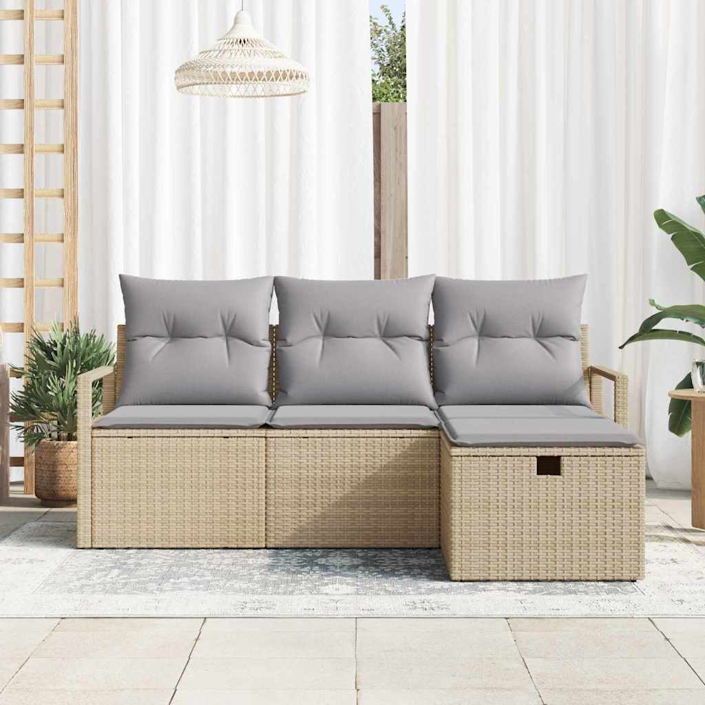 Set di divani 4 pz 4-Numero di posti Beige e Grigio Chiaro | homemem39