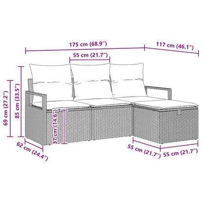 Set di divani con cuscino 4 pcs Grigio e Blu Navy polyrattan | homemem39