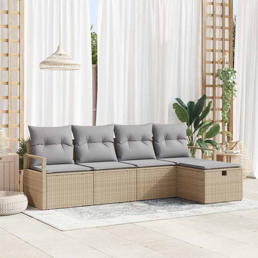 Set di divani 5 pz 5-Numero di posti Beige e Grigio Chiaro | homemem39