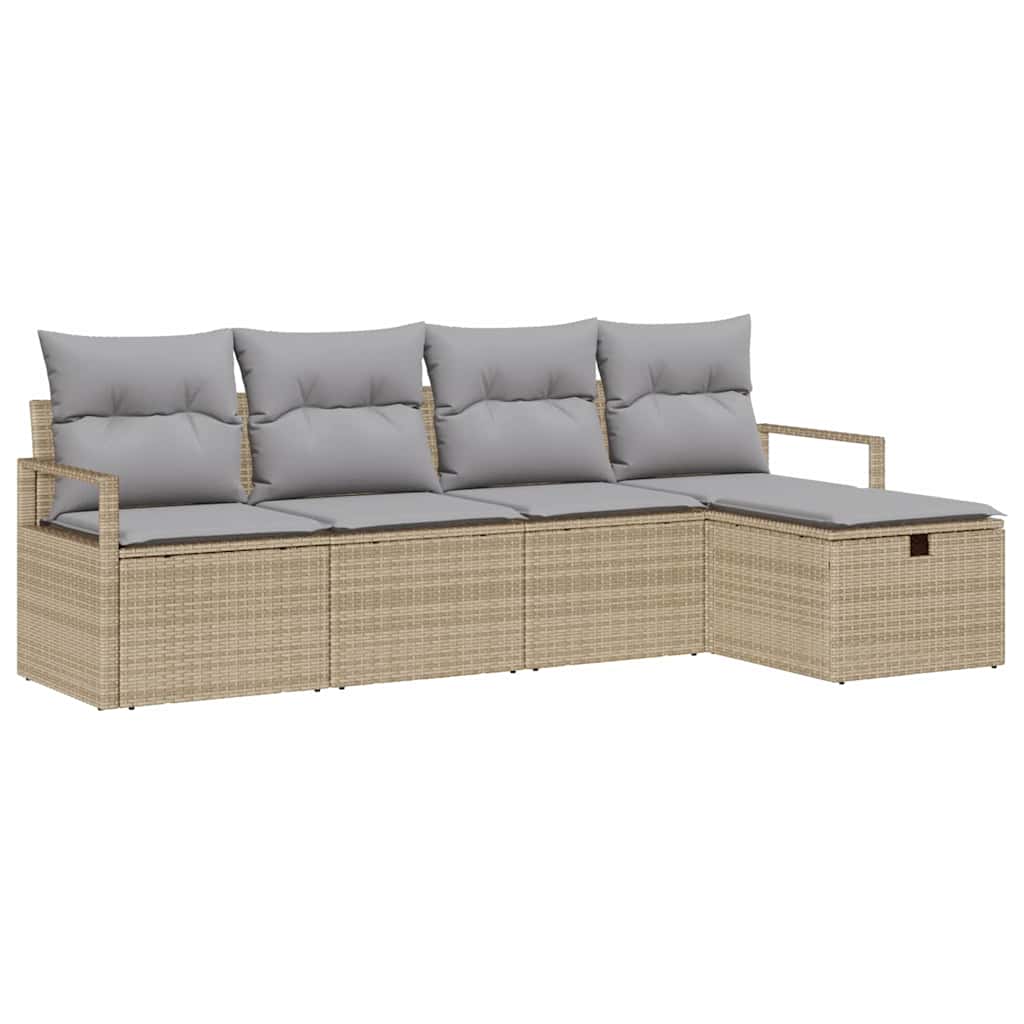 Set di divani 5 pz 5-Numero di posti Beige e Grigio Chiaro | homemem39