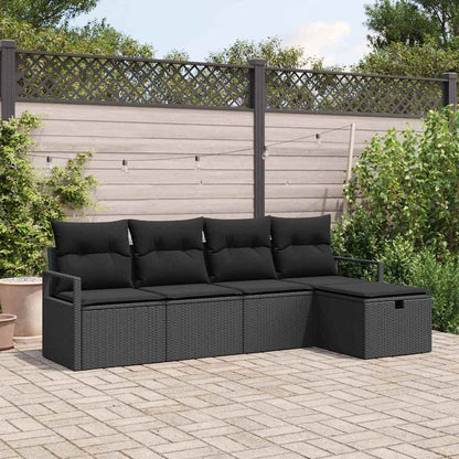 Set di divani 5 pz 5-Numero di posti Nero polyrattan | homemem39