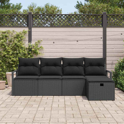 Set di divani 5 pz 5-Numero di posti Nero polyrattan | homemem39