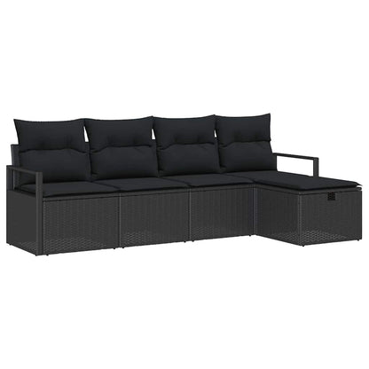 Set di divani 5 pz 5-Numero di posti Nero polyrattan | homemem39
