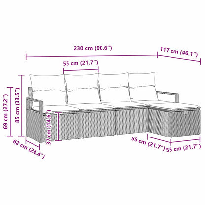 Set di divani 5 pz 5-Numero di posti Nero polyrattan | homemem39