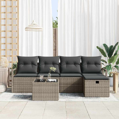 Set di divani 6 pz 5-Numero di posti Grigio polyrattan | homemem39