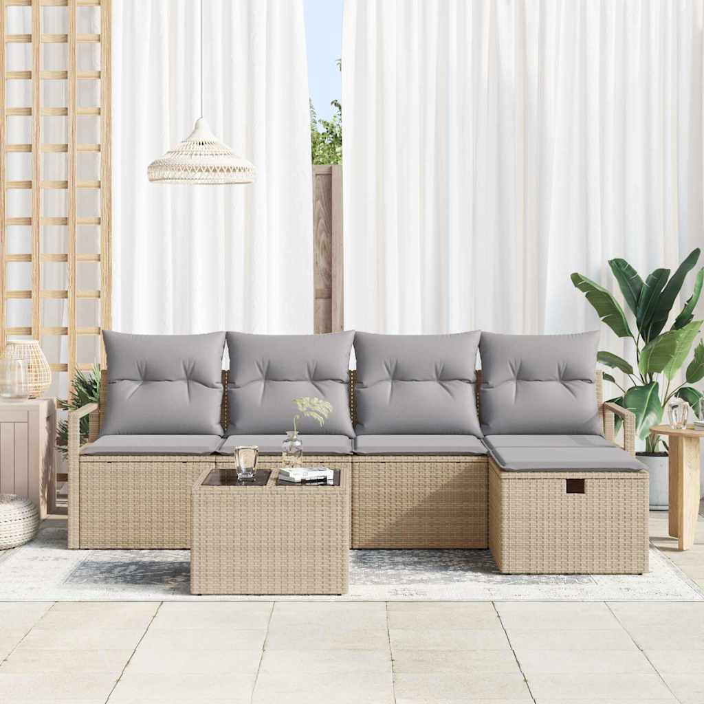 Set di divani con cuscino Beige e Grigio Chiaro polyrattan | homemem39