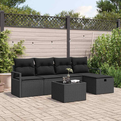 Set di divani 6 pz 5-Numero di posti Nero polyrattan | homemem39