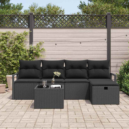 Set di divani 6 pz 5-Numero di posti Nero polyrattan | homemem39