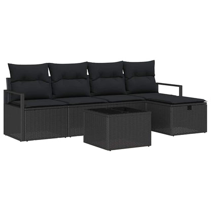 Set di divani 6 pz 5-Numero di posti Nero polyrattan | homemem39