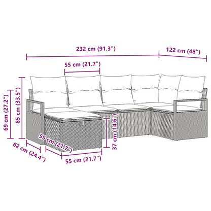 Set di divani 6 pz Nero e Crema polyrattan | homemem39