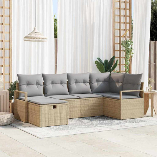 Set di divani 6 pz 6-Numero di posti Beige e Grigio Chiaro | homemem39