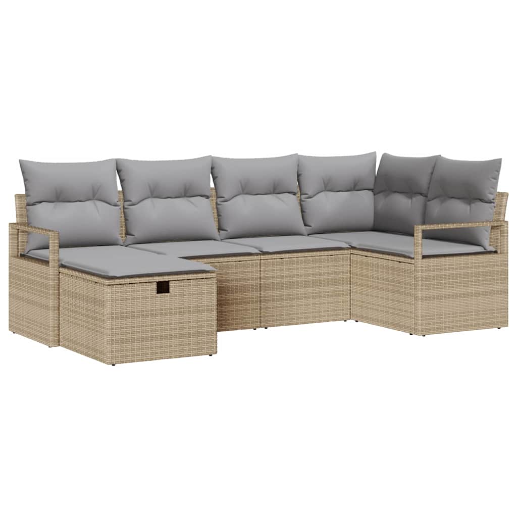 Set di divani 6 pz 6-Numero di posti Beige e Grigio Chiaro | homemem39