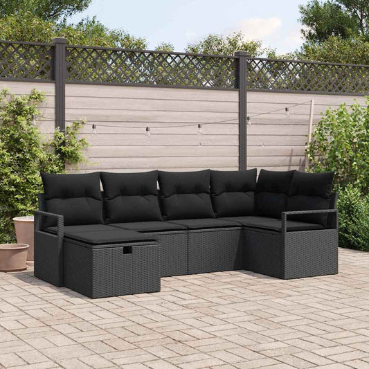 Set di divani 6 pz Nero polyrattan | homemem39