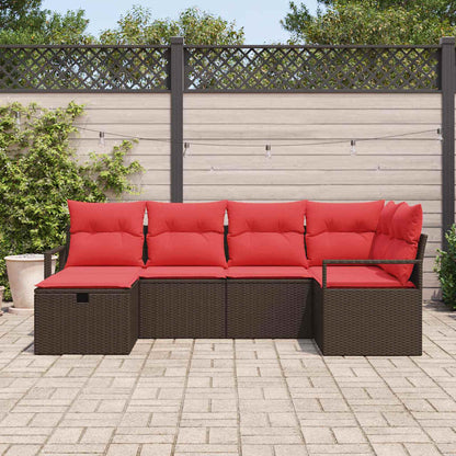 Set di divani con cuscino Marrone e Rosso polyrattan