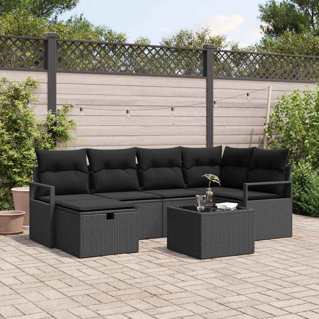 Set di divani 7 pz Nero polyrattan | homemem39