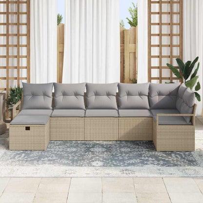 Set di divani 7 pz Beige e Grigio Chiaro polyrattan | homemem39