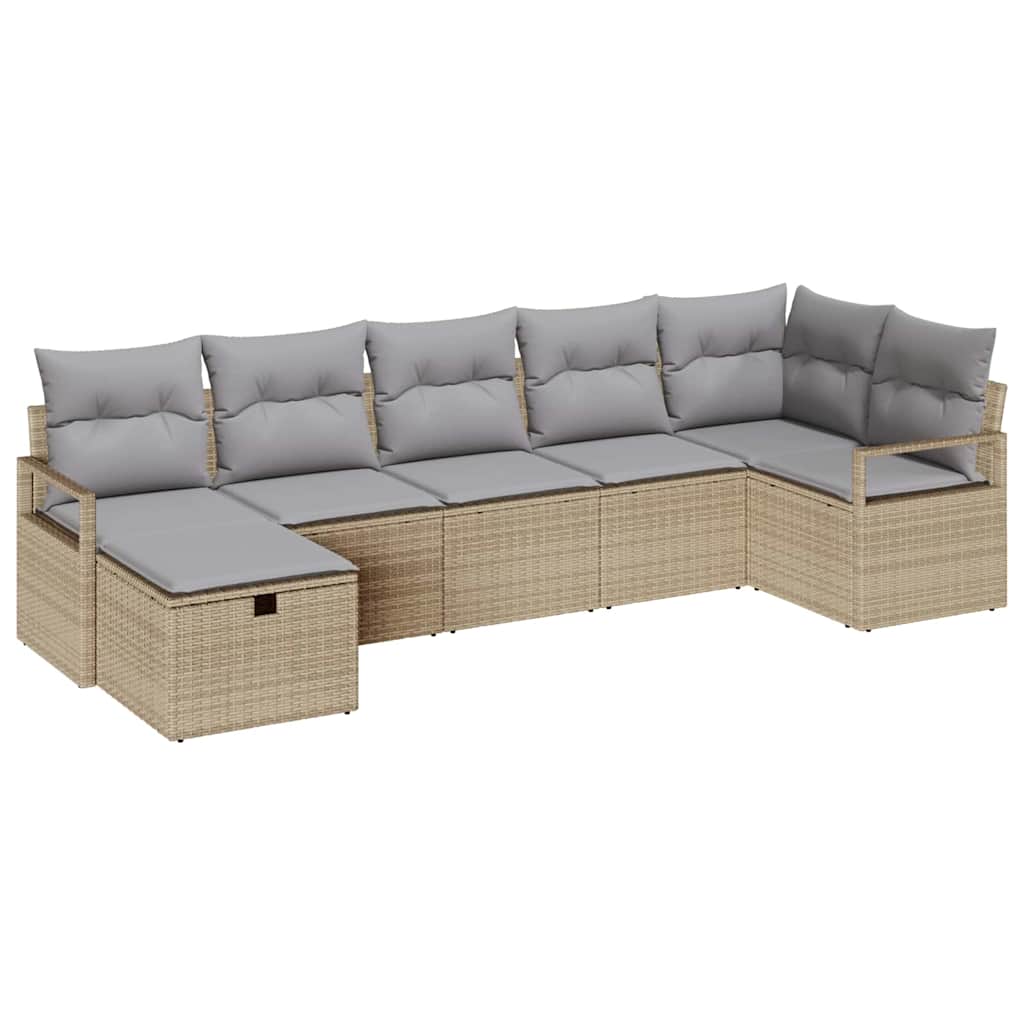 Set di divani 7 pz Beige e Grigio Chiaro polyrattan | homemem39