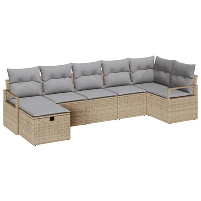 Set di divani 7 pz Beige e Grigio Chiaro polyrattan | homemem39