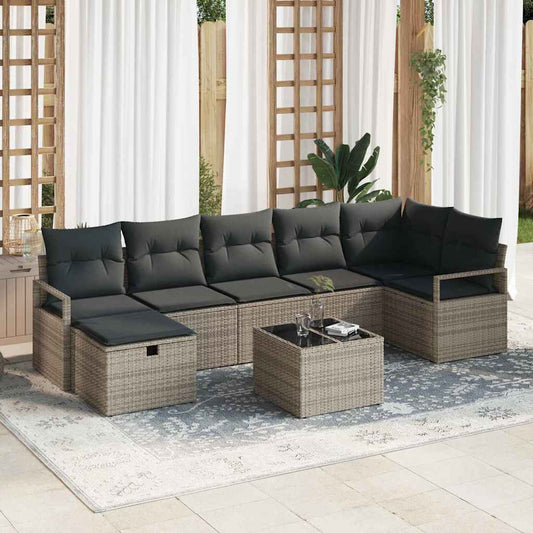 Set di divani 8 pz 7-Numero di posti Grigio polyrattan | homemem39