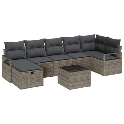 Set di divani 8 pz 7-Numero di posti Grigio polyrattan | homemem39