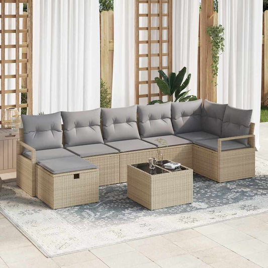Set di divani 8 pz Beige e Grigio Chiaro polyrattan | homemem39