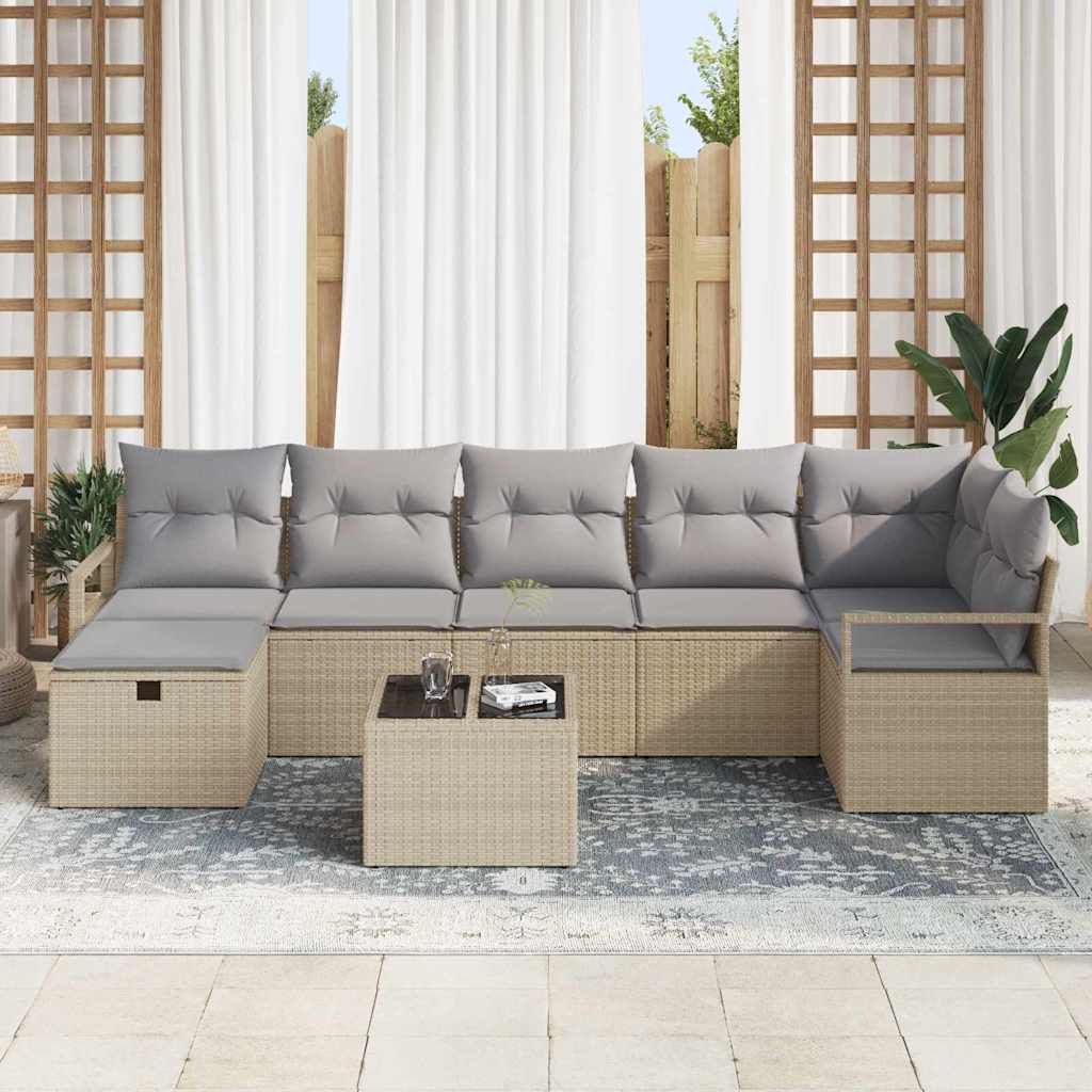 Set di divani 8 pz Beige e Grigio Chiaro polyrattan | homemem39