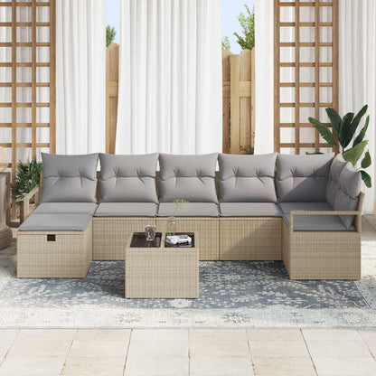 Set di divani 8 pz Beige e Grigio Chiaro polyrattan | homemem39