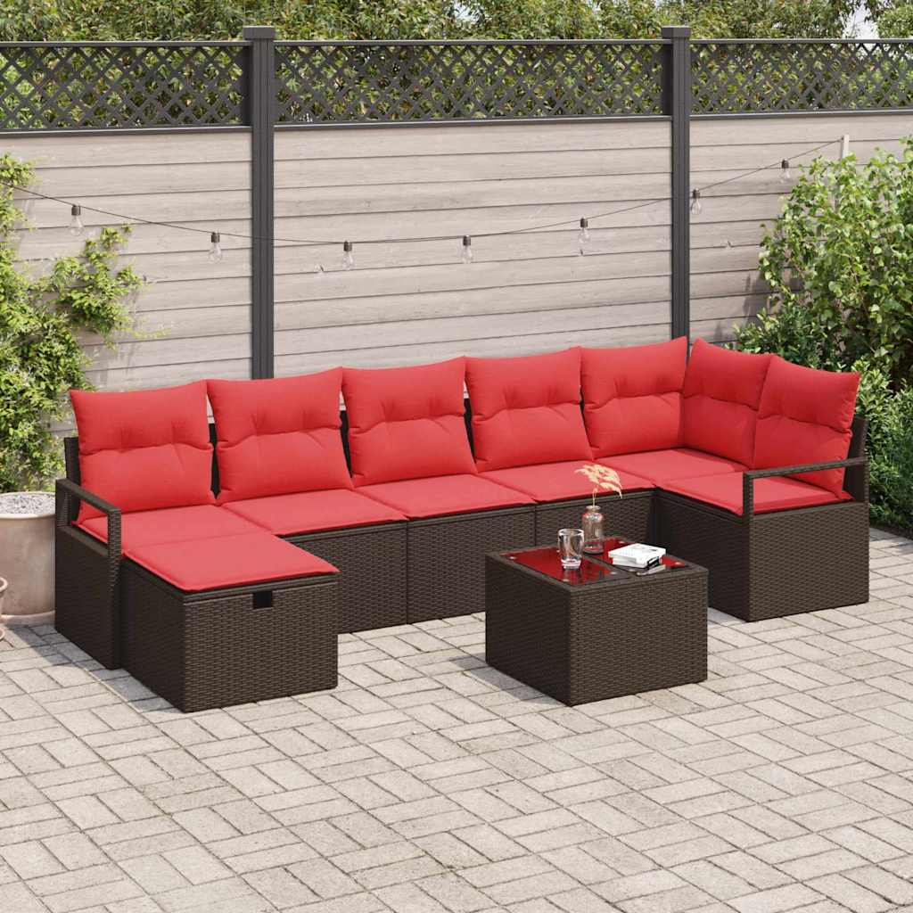 Set di divani con cuscino Marrone e Rosso polyrattan | homemem39